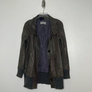 BROGDEN Women’s Soft Leather Jacket With Knit Cuffs And Hem Size 42 / Medium